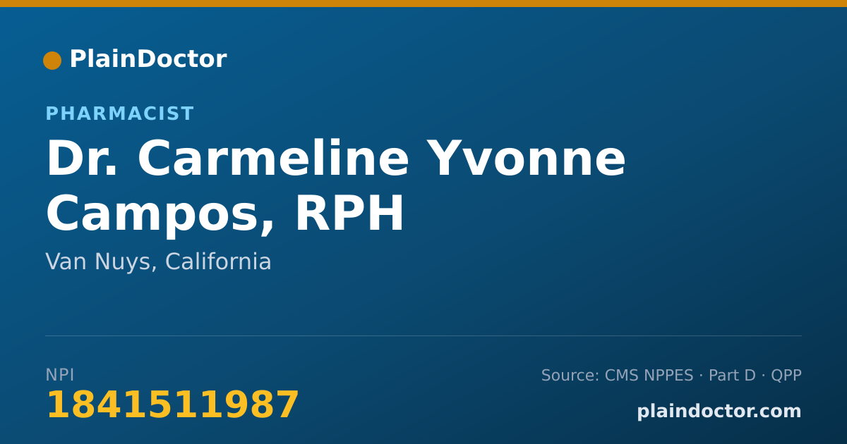 Shareable card for Carmeline Yvonne Campos, RPH - Pharmacist, Van Nuys, CA
