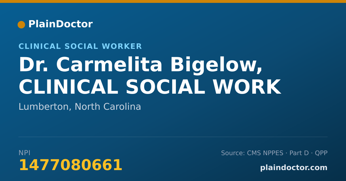 Shareable card for Carmelita Bigelow, CLINICAL SOCIAL WORK - Clinical Social Worker, Lumberton, NC