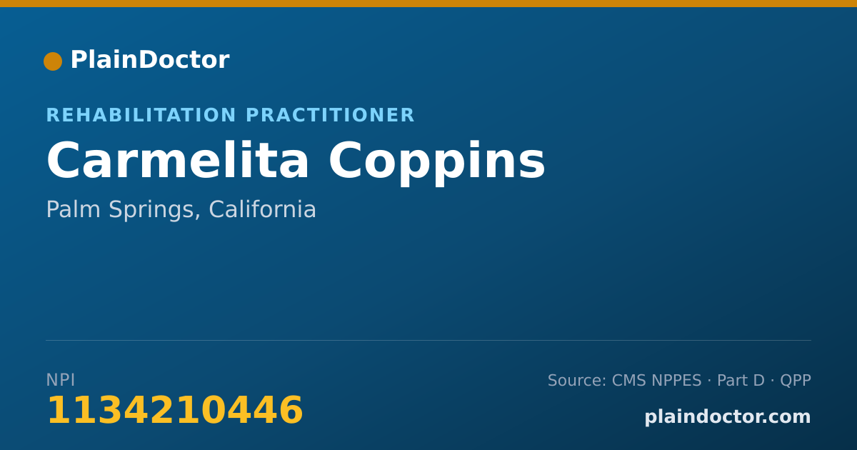 Shareable card for Carmelita Coppins - Rehabilitation Practitioner, Palm Springs, CA