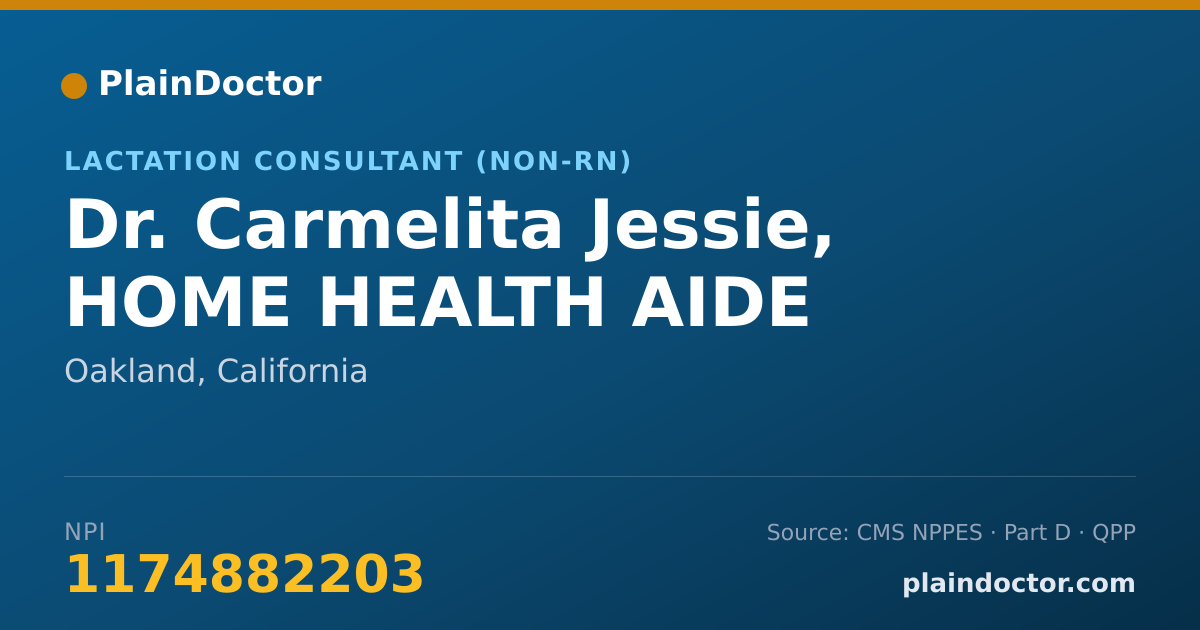 Shareable card for Carmelita Jessie, HOME HEALTH AIDE - Lactation Consultant (Non-RN), Oakland, CA