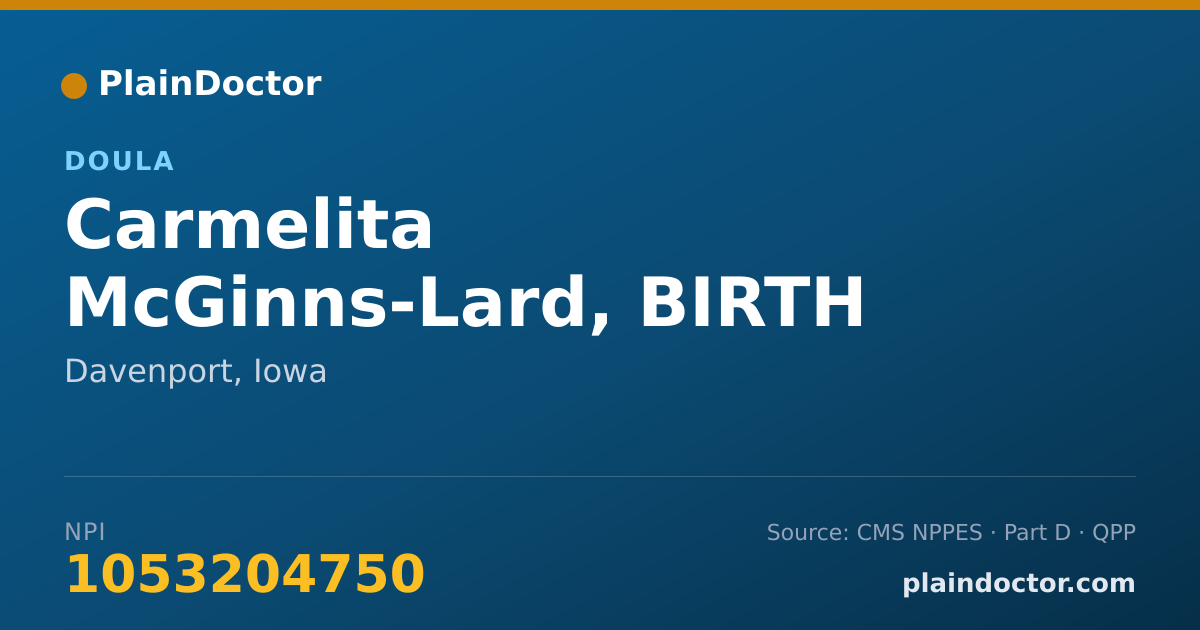 Shareable card for Carmelita McGinns-Lard, BIRTH DOULA - Doula, Davenport, IA