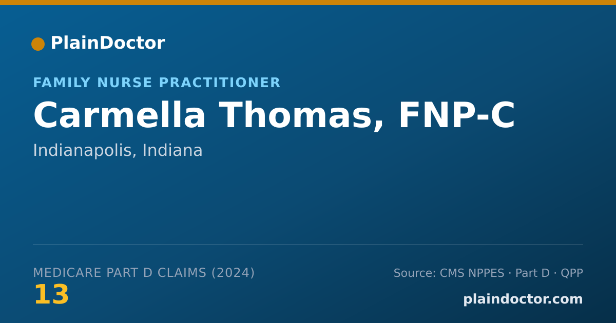 Shareable card for Carmella Thomas, FNP-C - Family Nurse Practitioner, Indianapolis, IN