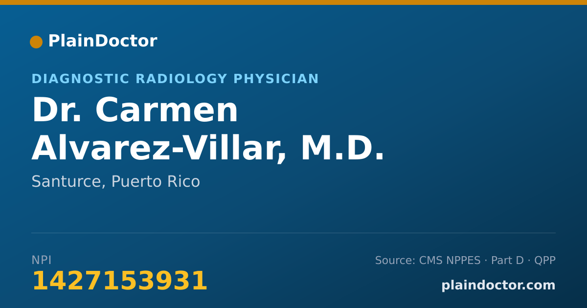 Shareable card for Carmen Alvarez-Villar, M.D. - Diagnostic Radiology Physician, Santurce, PR
