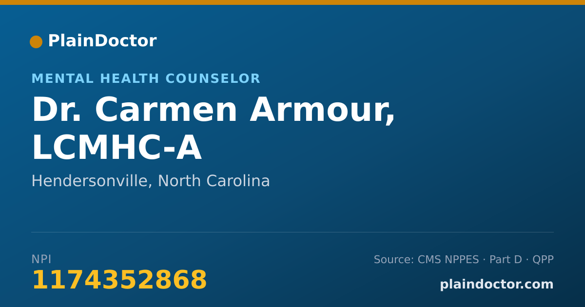 Shareable card for Carmen Armour, LCMHC-A - Mental Health Counselor, Hendersonville, NC