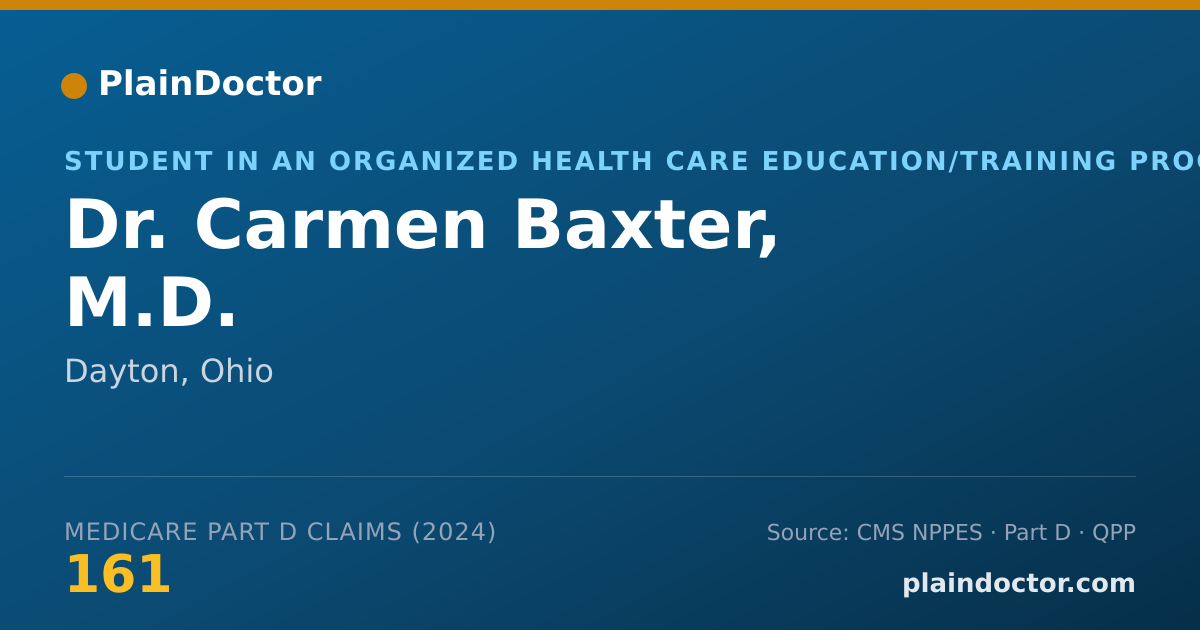 Shareable card for Carmen Baxter, M.D. - Student in an Organized Health Care Education/Training Program, Dayton, OH