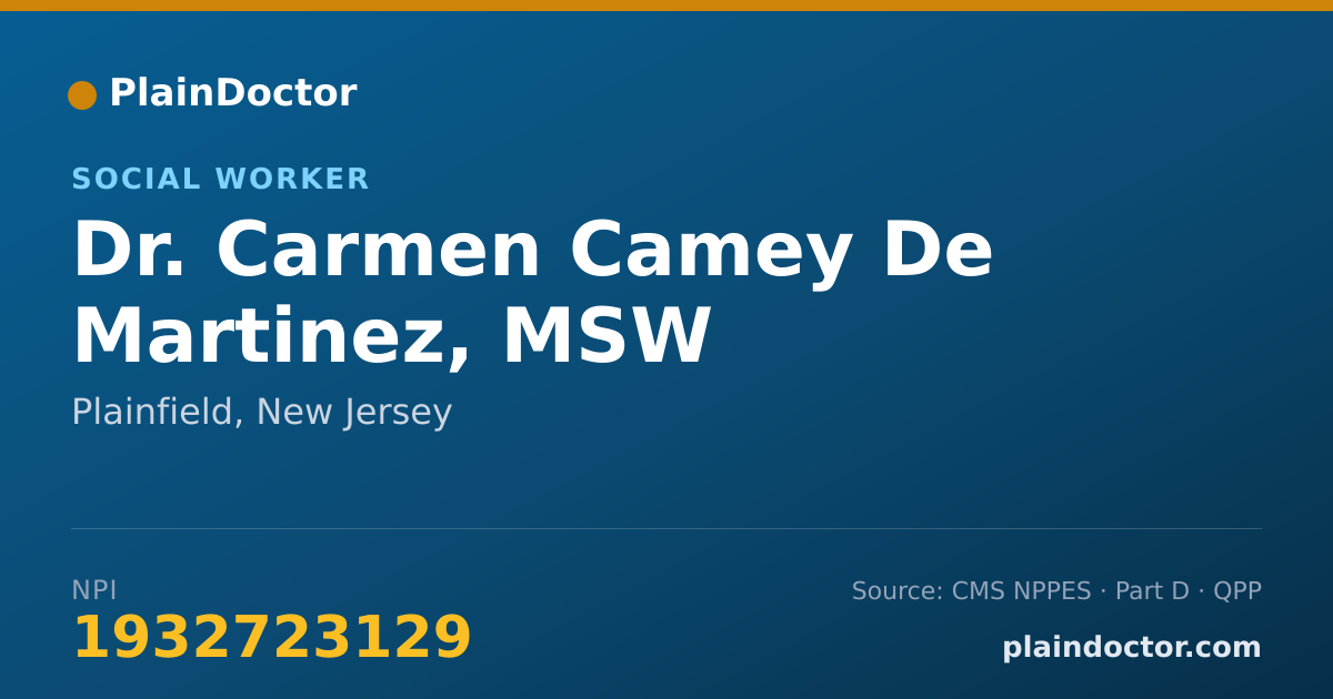 Shareable card for Carmen Camey De Martinez, MSW - Social Worker, Plainfield, NJ