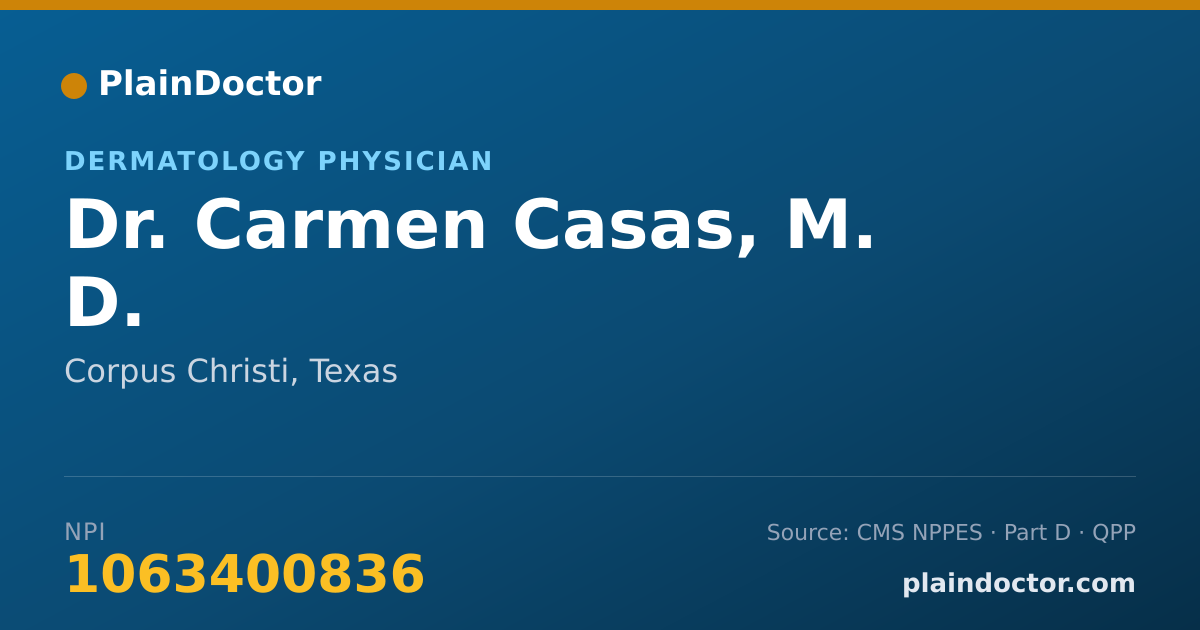 Shareable card for Carmen Casas, M. D. - Dermatology Physician, Corpus Christi, TX