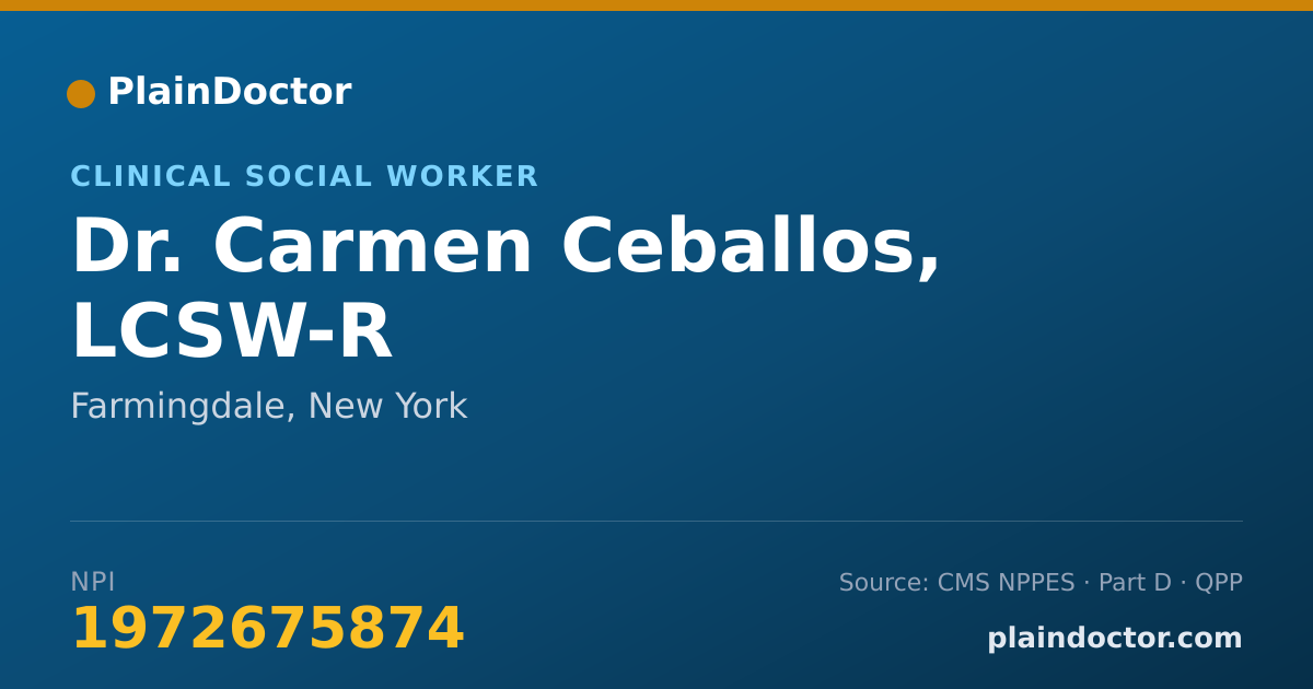 Shareable card for Carmen Ceballos, LCSW-R - Clinical Social Worker, Farmingdale, NY