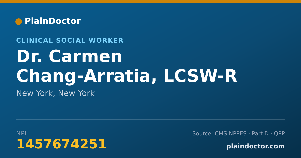 Shareable card for Carmen Chang-Arratia, LCSW-R - Clinical Social Worker, New York, NY