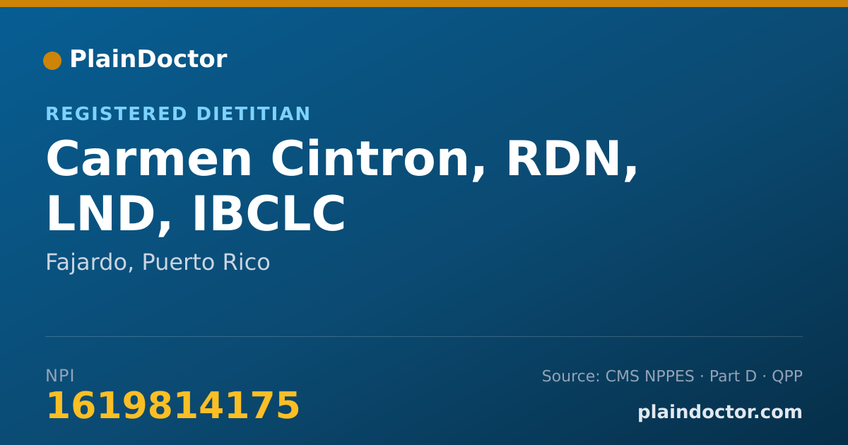 Shareable card for Carmen Cintron, RDN, LND, IBCLC - Nutritionist, Fajardo, PR