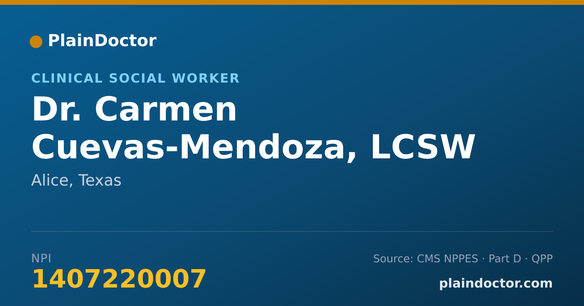 Shareable card for Carmen Cuevas-Mendoza, LCSW - Clinical Social Worker, Alice, TX