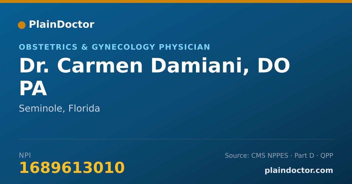 Shareable card for Carmen Damiani, DO PA - Obstetrics & Gynecology Physician, Seminole, FL