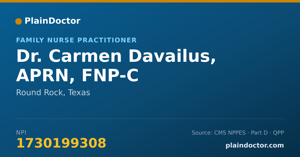 Shareable card for Carmen Davailus, APRN, FNP-C - Family Nurse Practitioner, Round Rock, TX