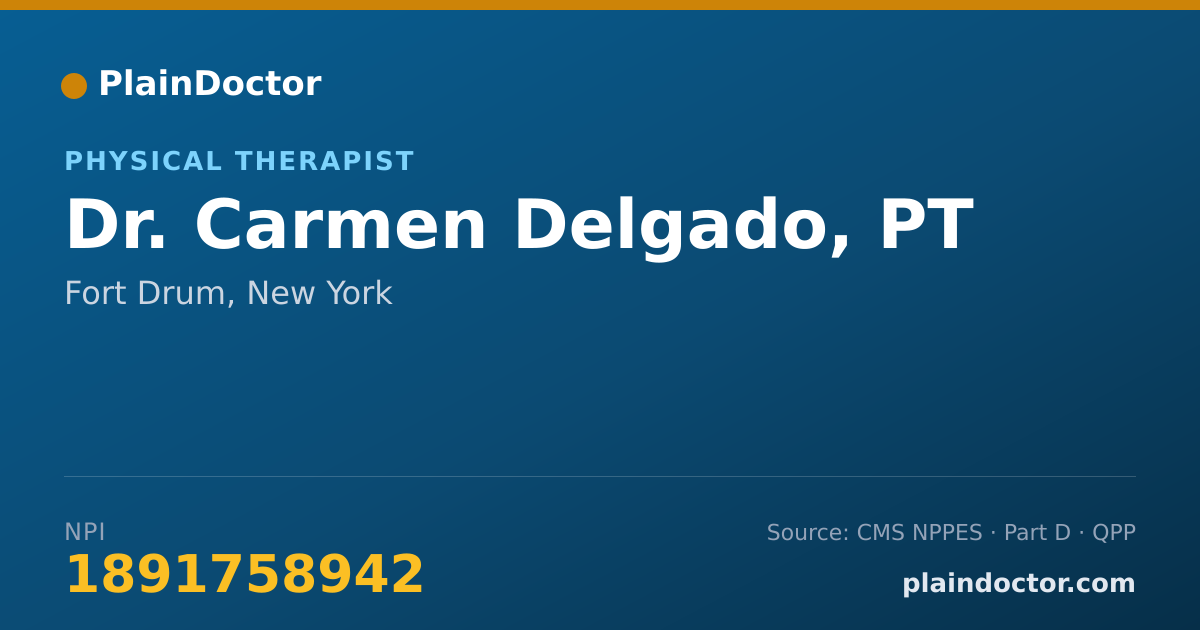 Shareable card for Carmen Delgado, PT - Physical Therapist, Fort Drum, NY