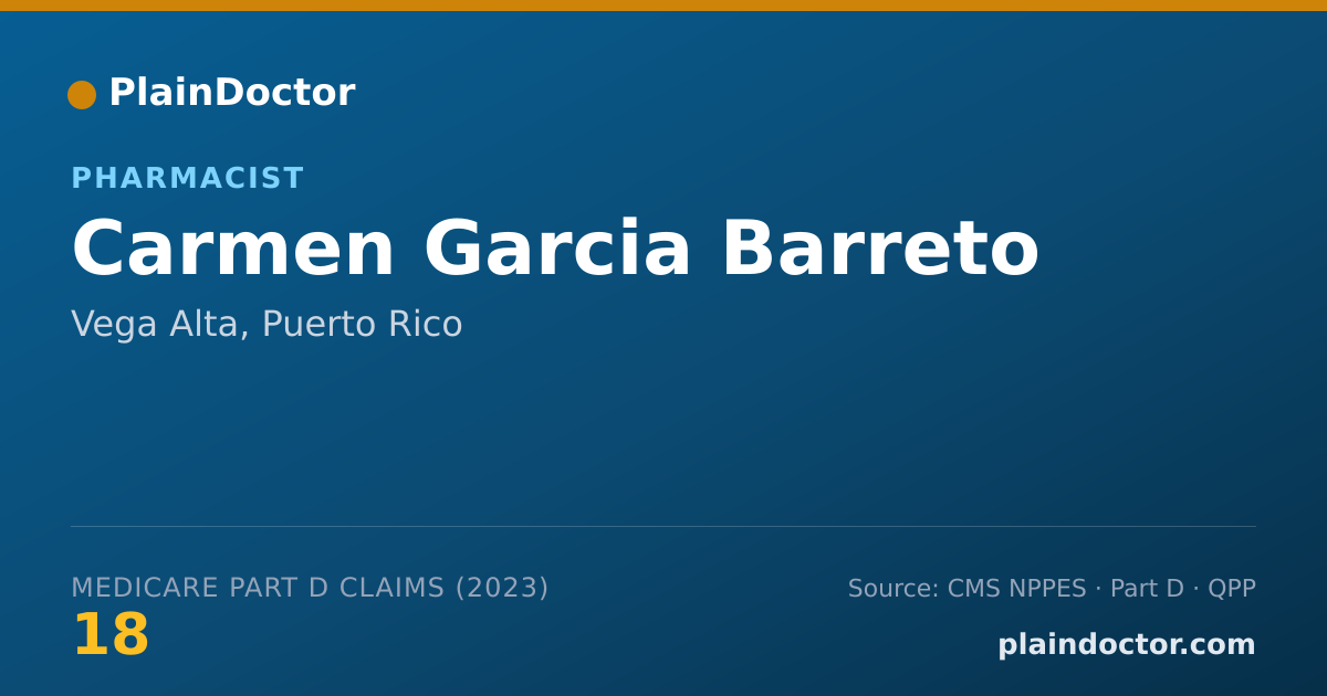 Shareable card for Carmen Garcia Barreto - Pharmacist, Vega Alta, PR