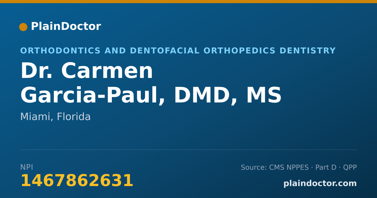 Shareable card for Carmen Garcia-Paul, DMD, MS - Orthodontics and Dentofacial Orthopedics Dentistry, Miami, FL