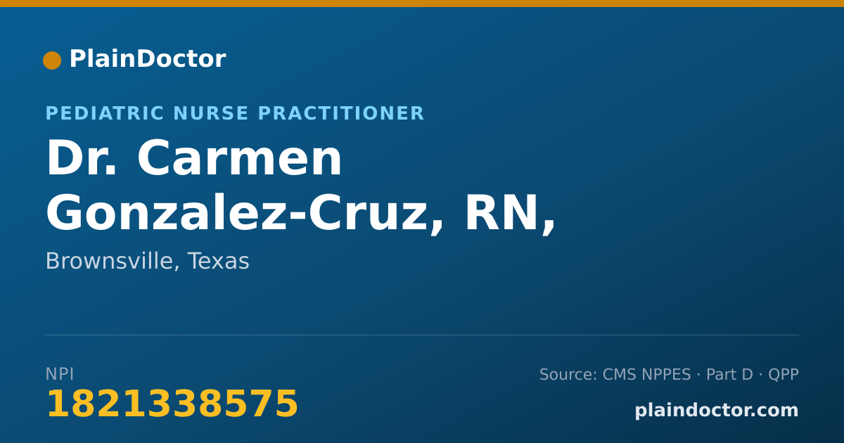 Shareable card for Carmen Gonzalez-Cruz, RN, MSN, CPNP - Pediatric Nurse Practitioner, Brownsville, TX