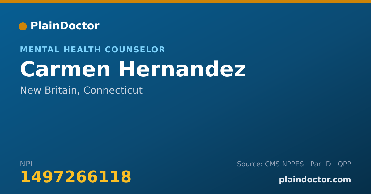 Shareable card for Carmen Hernandez - Mental Health Counselor, New Britain, CT