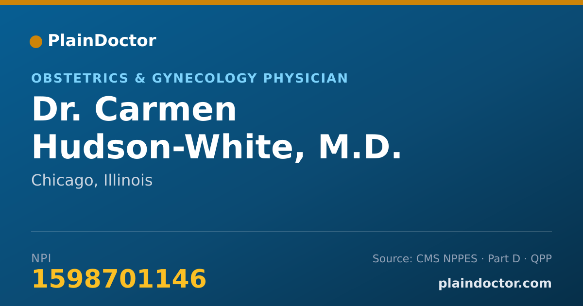 Shareable card for Carmen Hudson-White, M.D. - Obstetrics & Gynecology Physician, Chicago, IL