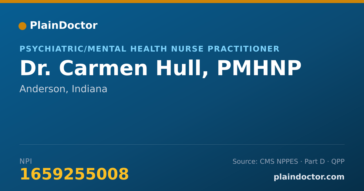 Shareable card for Carmen Hull, PMHNP - Psychiatric/Mental Health Nurse Practitioner, Anderson, IN