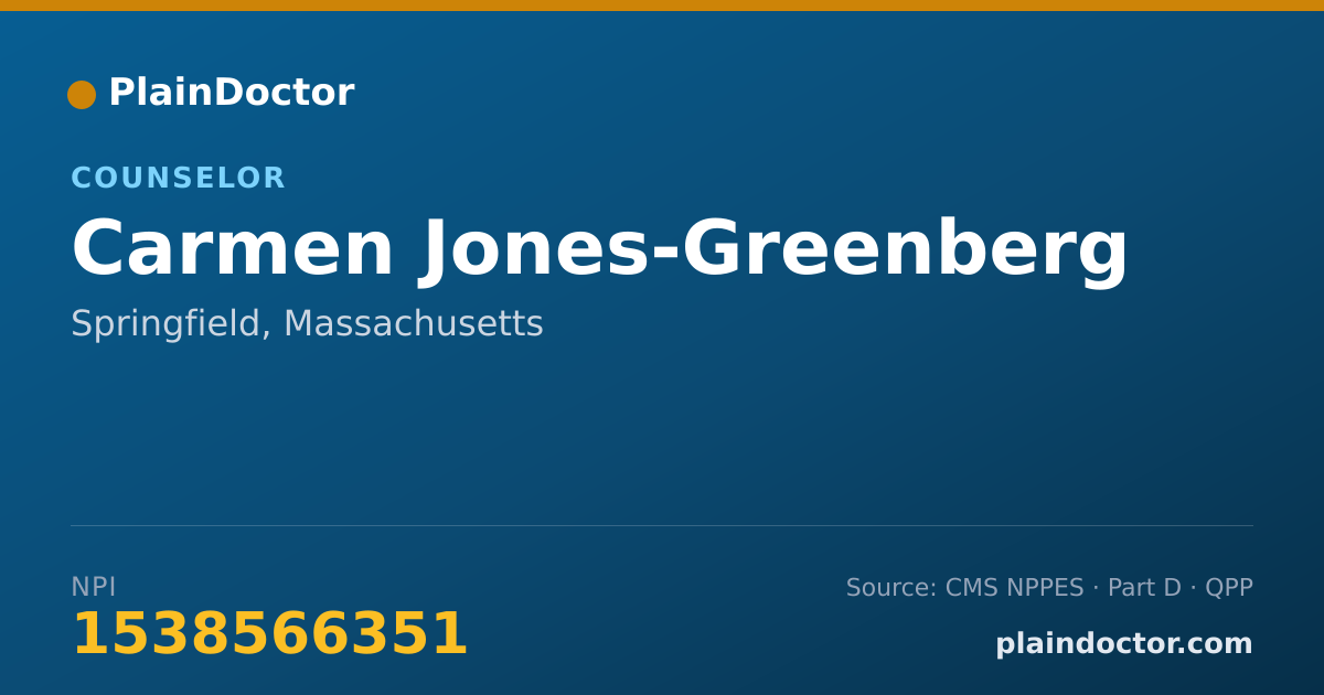 Shareable card for Carmen Jones-Greenberg - Counselor, Springfield, MA