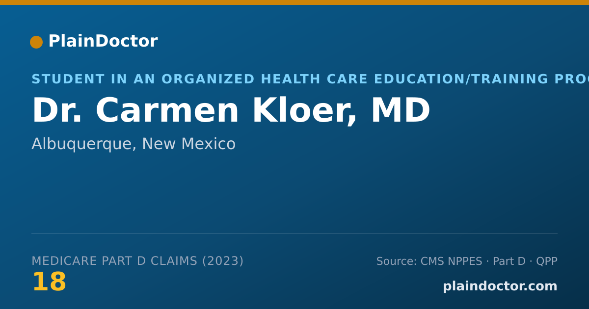 Shareable card for Carmen Kloer, MD - Student in an Organized Health Care Education/Training Program, Albuquerque, NM