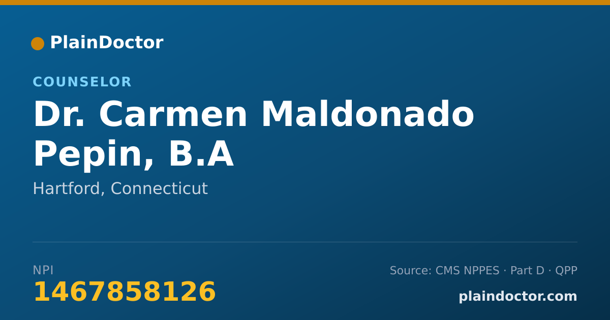 Shareable card for Carmen Maldonado Pepin, B.A - Counselor, Hartford, CT