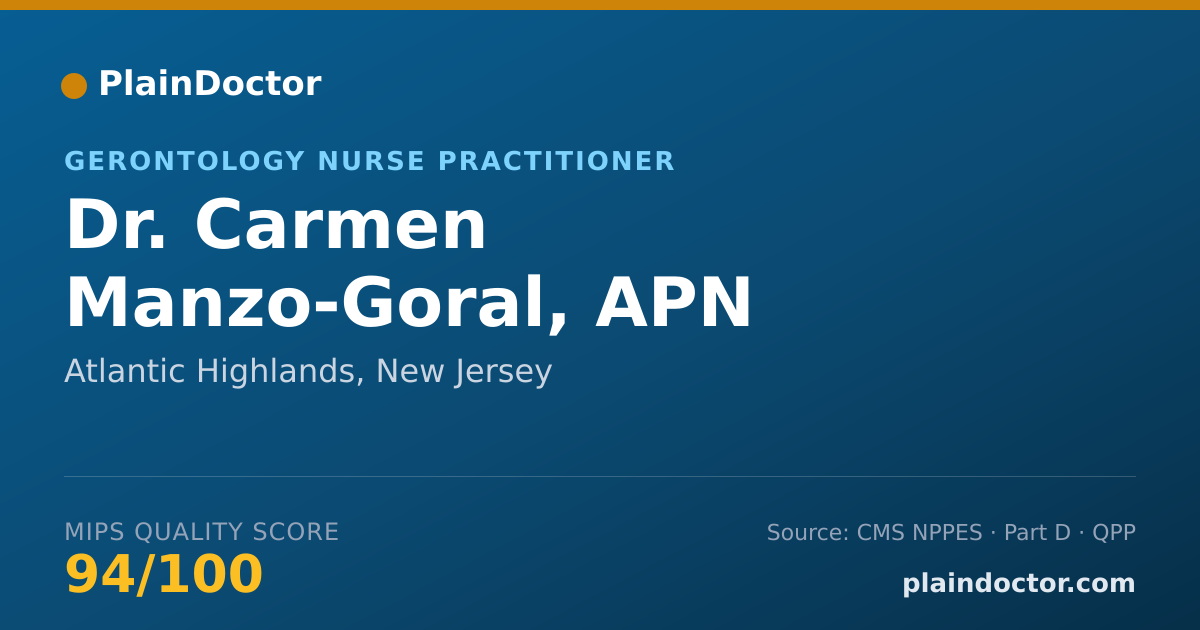 Shareable card for Carmen Manzo-Goral, APN - Gerontology Nurse Practitioner, Atlantic Highlands, NJ