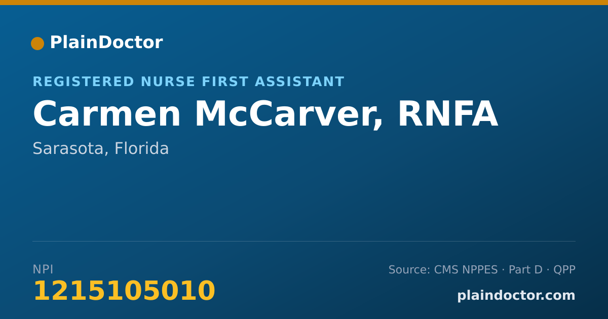 Shareable card for Carmen McCarver, RNFA - Registered Nurse First Assistant, Sarasota, FL