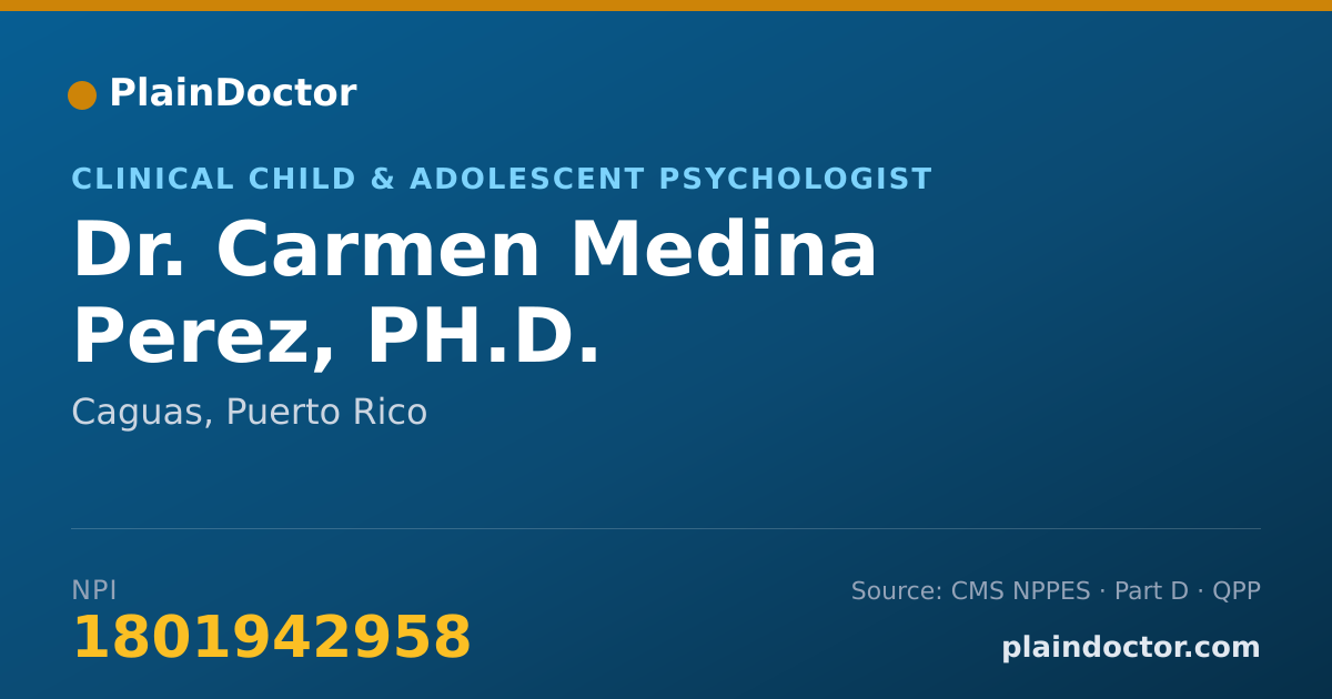 Shareable card for Carmen Medina Perez, PH.D. - Clinical Child & Adolescent Psychologist, Caguas, PR