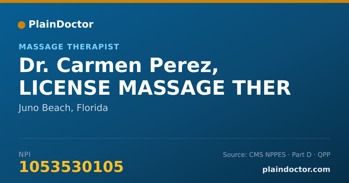 Shareable card for Carmen Perez, LICENSE MASSAGE THER - Massage Therapist, Juno Beach, FL