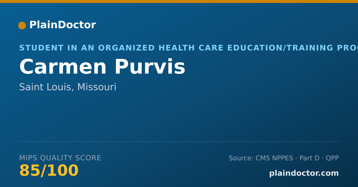 Shareable card for Carmen Purvis - Student in an Organized Health Care Education/Training Program, Saint Louis, MO