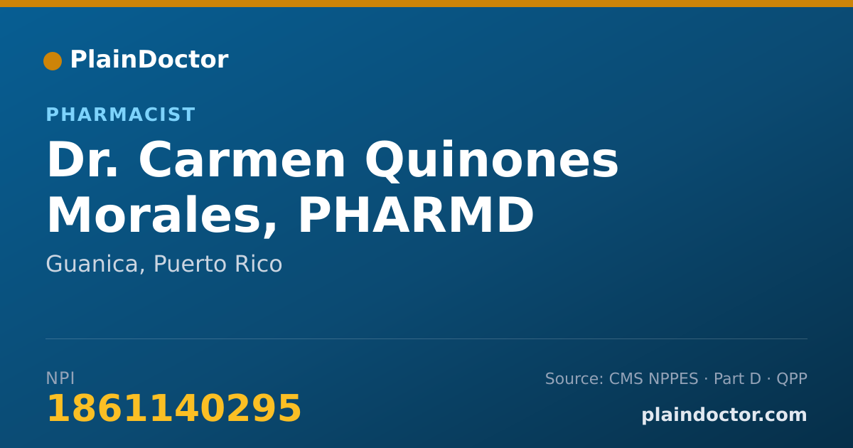 Shareable card for Carmen Quinones Morales, PHARMD - Pharmacist, Guanica, PR