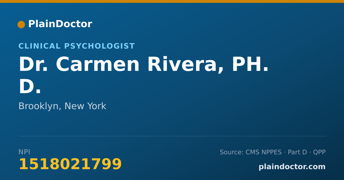 Shareable card for Carmen Rivera, PH. D. - Clinical Psychologist, Brooklyn, NY