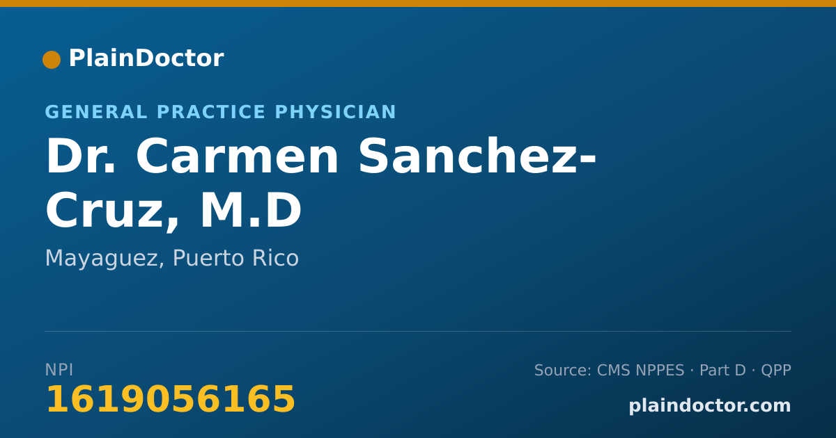 Shareable card for Carmen Sanchez- Cruz, M.D - General Practice Physician, Mayaguez, PR
