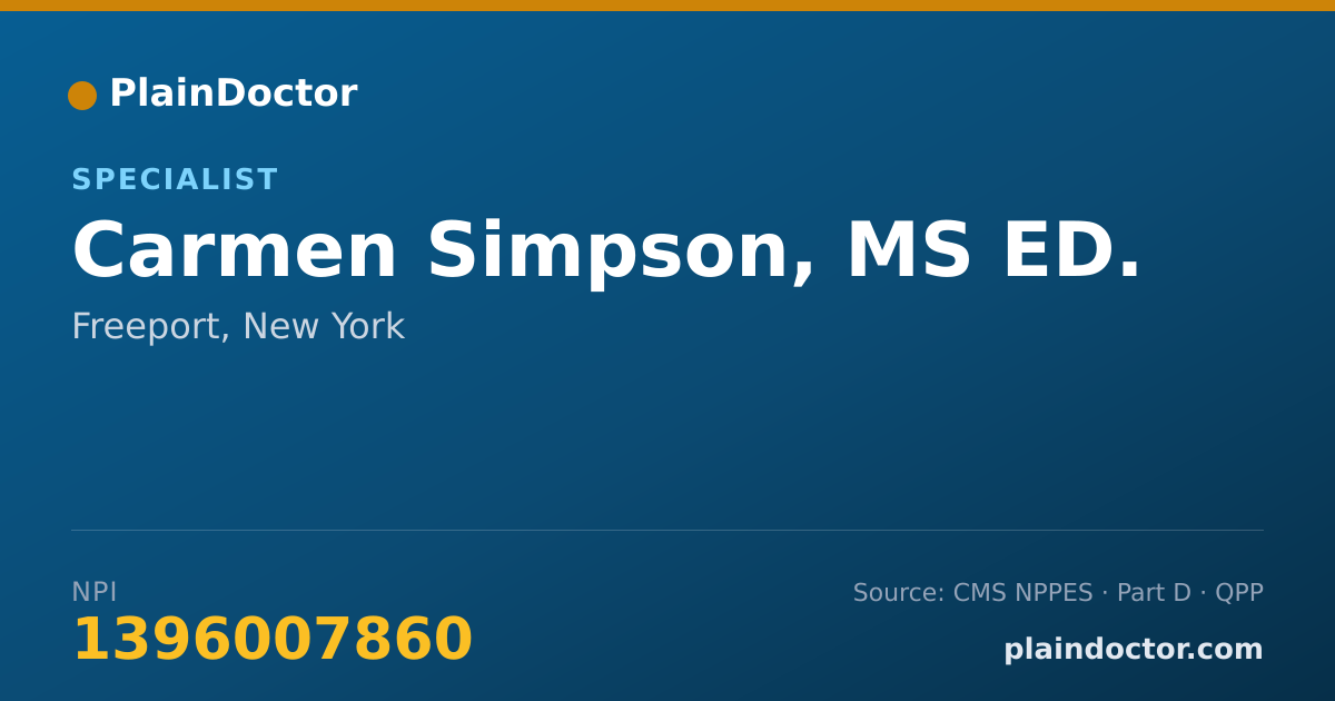 Shareable card for Carmen Simpson, MS ED. - Specialist, Freeport, NY