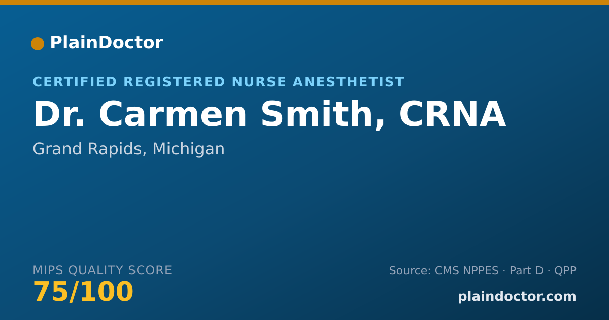 Shareable card for Carmen Smith, CRNA - Certified Registered Nurse Anesthetist, Grand Rapids, MI