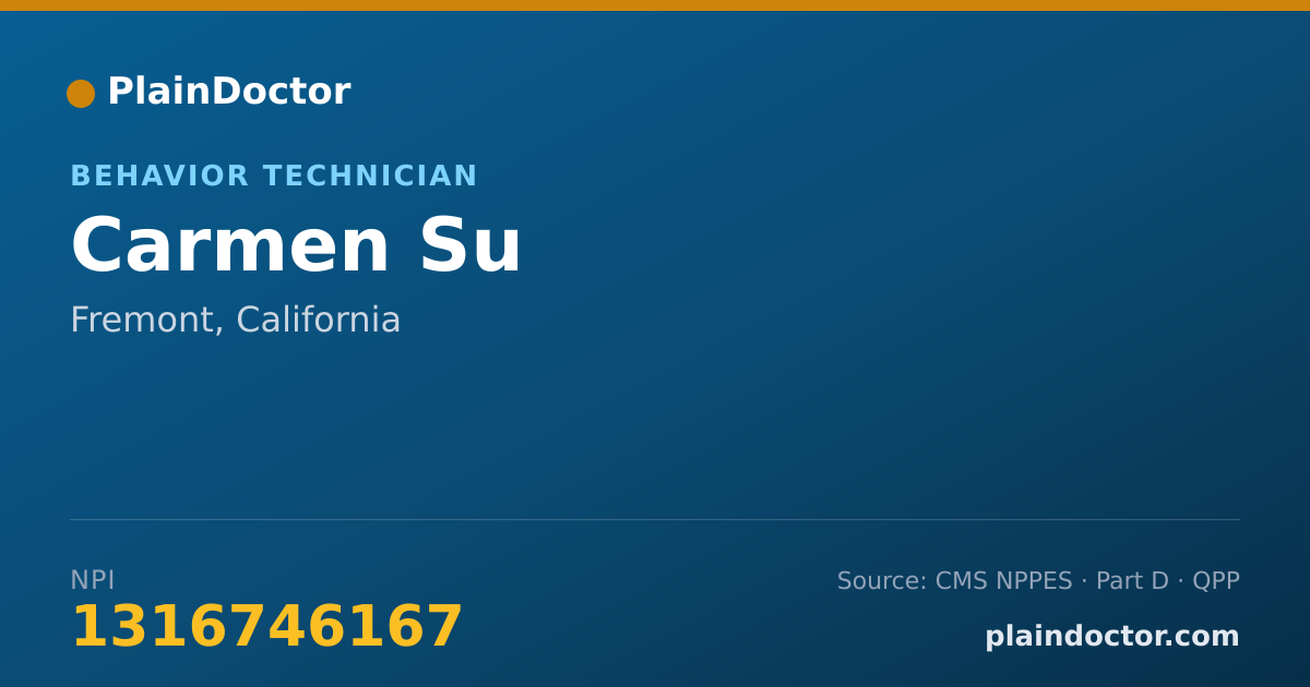 Shareable card for Carmen Su - Behavior Technician, Fremont, CA
