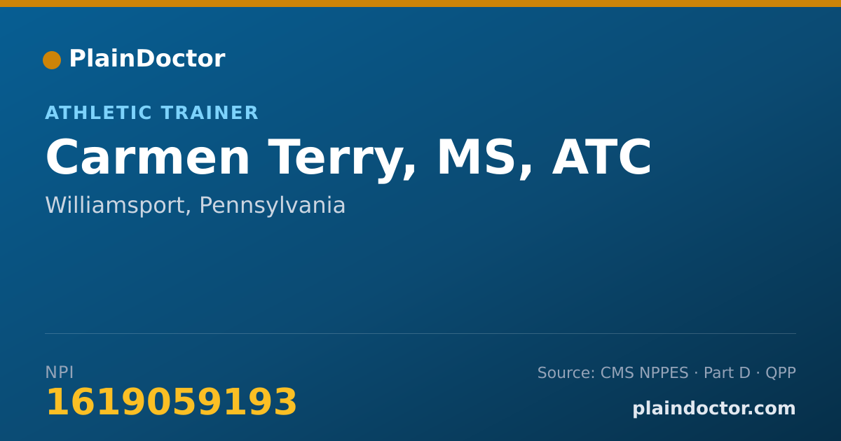 Shareable card for Carmen Terry, MS, ATC - Athletic Trainer, Williamsport, PA