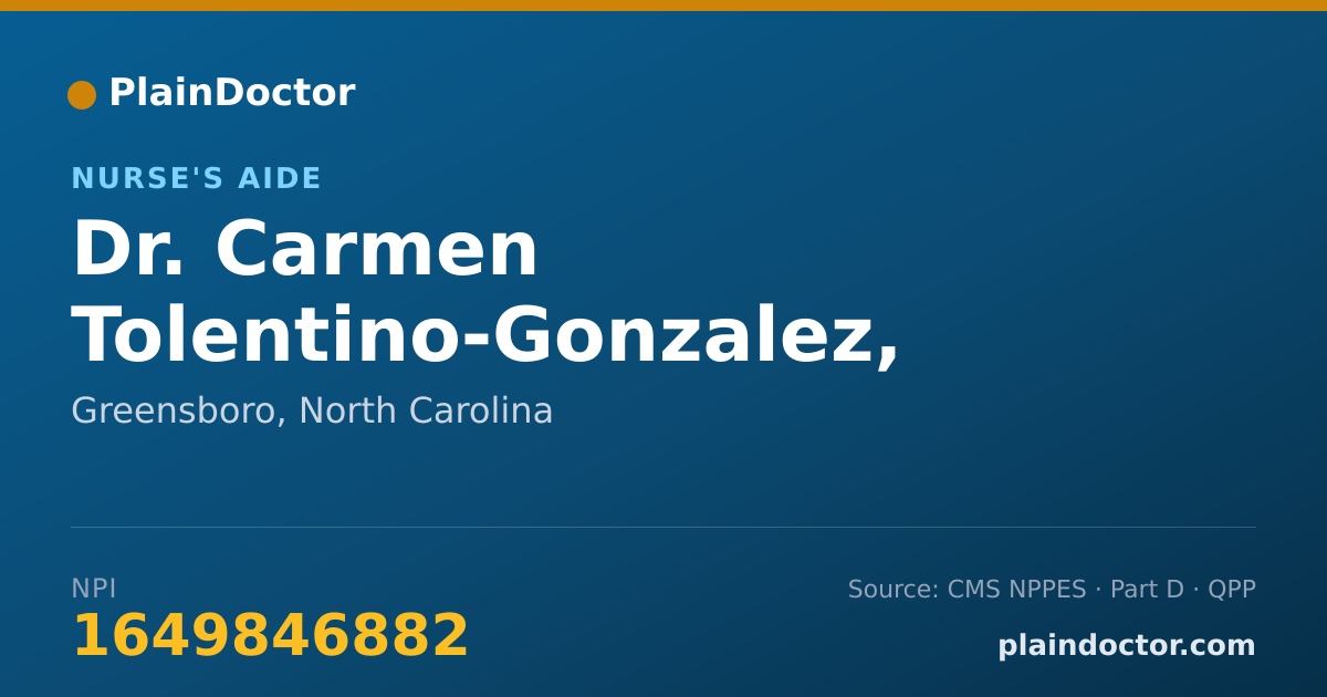 Shareable card for Carmen Tolentino-Gonzalez, CNA, BLS, ACLS - Nurse's Aide, Greensboro, NC