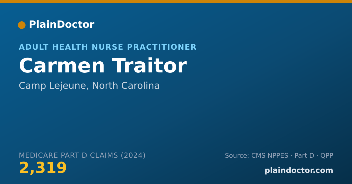 Shareable card for Carmen Traitor - Adult Health Nurse Practitioner, Camp Lejeune, NC