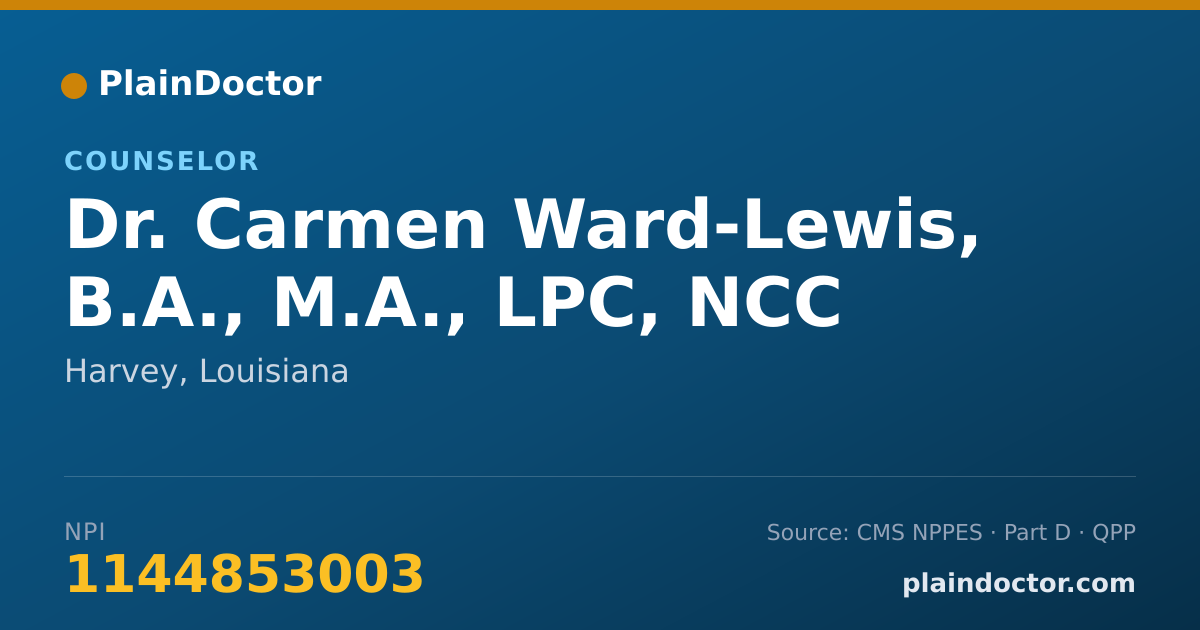 Shareable card for Carmen Ward-Lewis, B.A., M.A., LPC, NCC - Counselor, Harvey, LA