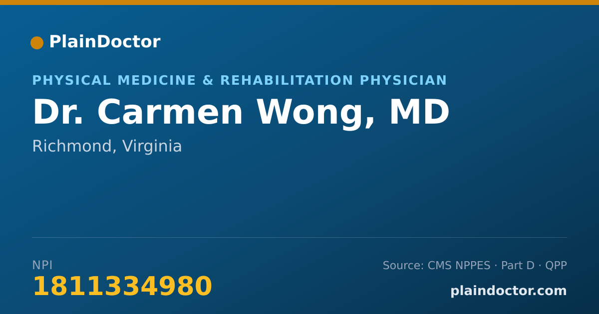 Shareable card for Carmen Wong, MD - Physical Medicine & Rehabilitation Physician, Richmond, VA