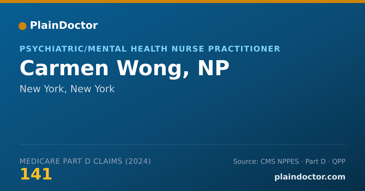 Shareable card for Carmen Wong, NP - Psychiatric/Mental Health Nurse Practitioner, New York, NY