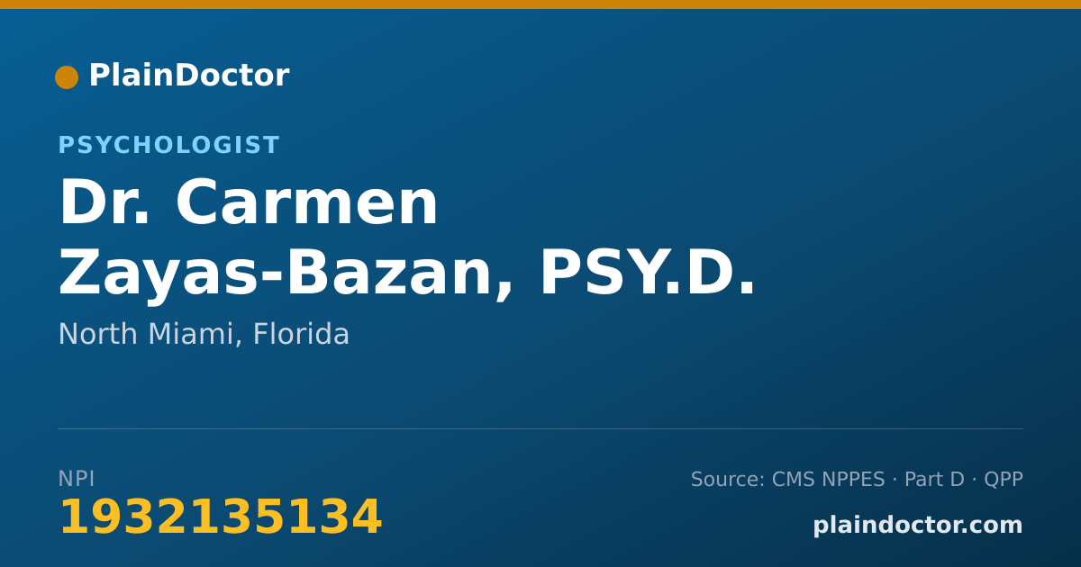 Shareable card for Carmen Zayas-Bazan, PSY.D. - Psychologist, North Miami, FL