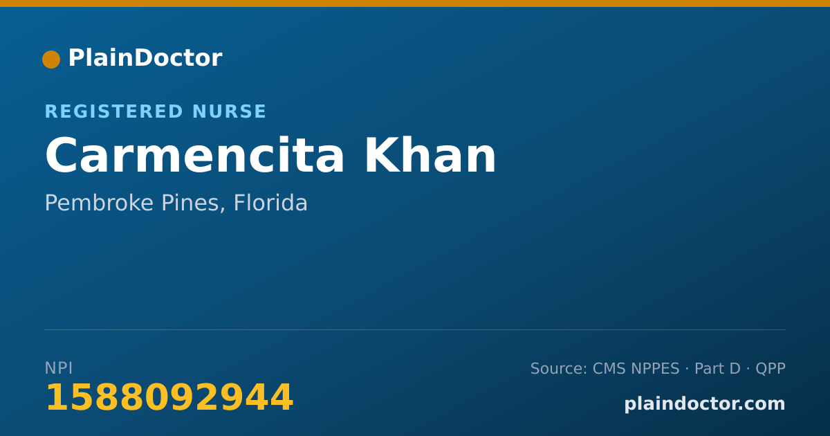 Shareable card for Carmencita Khan - Registered Nurse, Pembroke Pines, FL