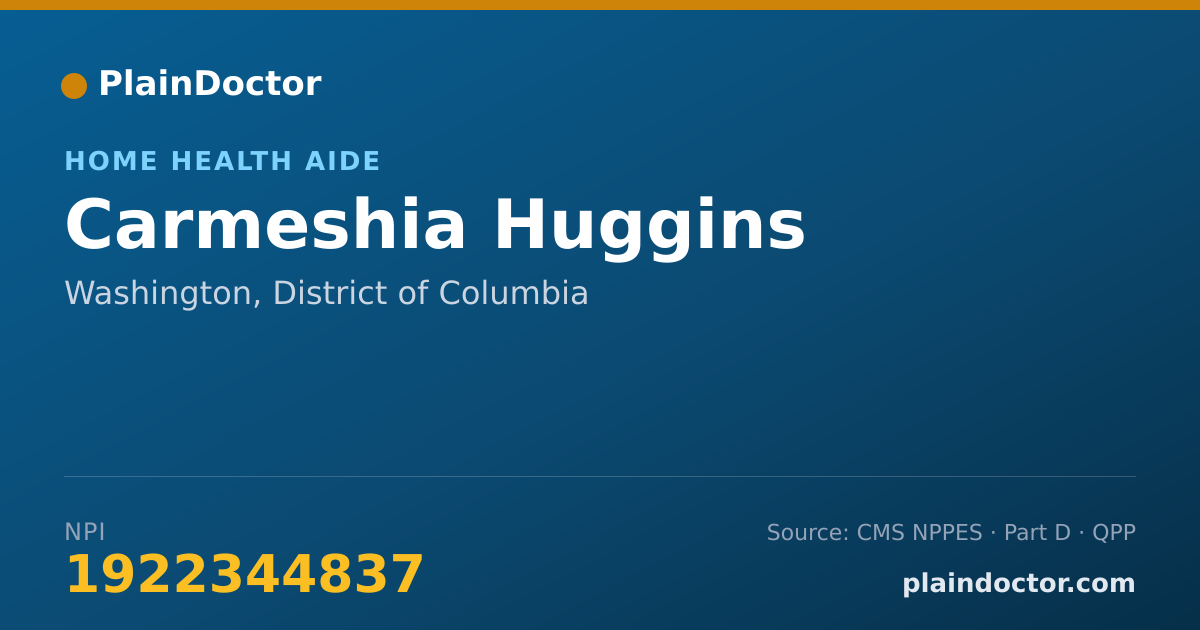 Shareable card for Carmeshia Huggins - Home Health Aide, Washington, DC