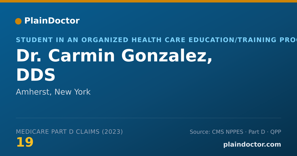 Shareable card for Carmin Gonzalez, DDS - Student in an Organized Health Care Education/Training Program, Amherst, NY
