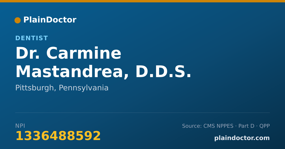 Shareable card for Carmine Mastandrea, D.D.S. - Dentist, Pittsburgh, PA