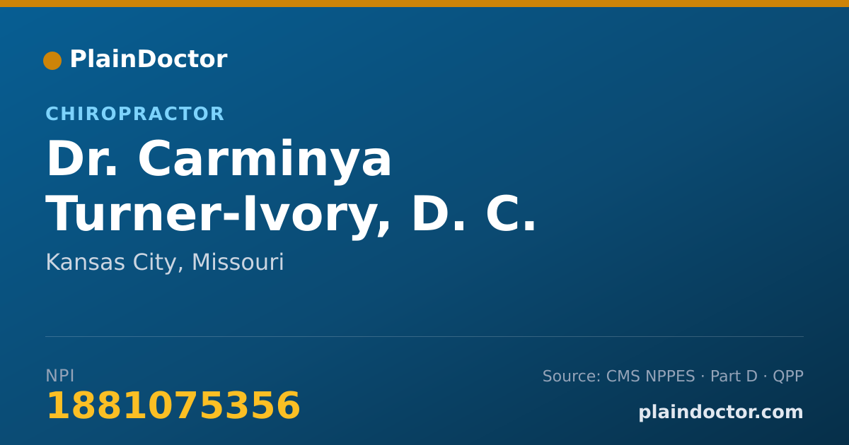 Shareable card for Carminya Turner-Ivory, D. C. - Chiropractor, Kansas City, MO